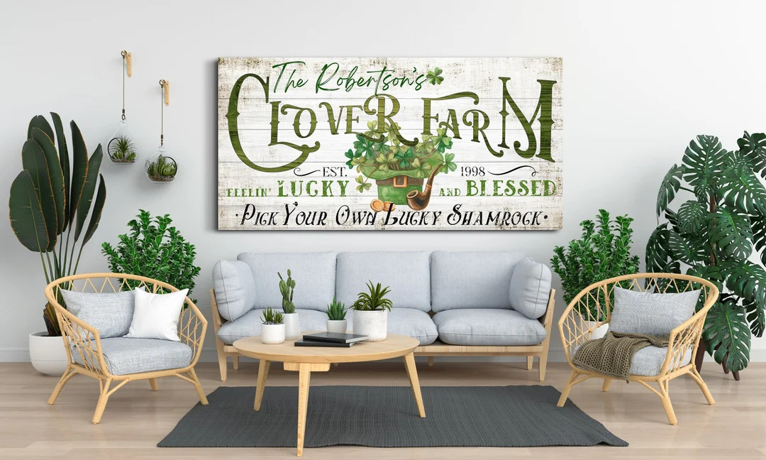 Personalized Clover Farm Sign, St. Patrick's Day Sign, Saint Patrick's Decor, Rustic Shamrock Des... | Etsy (US)