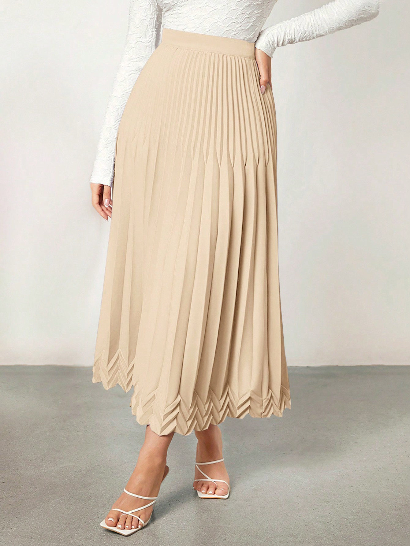 SHEIN BIZwear Solid High Waist Pleated Skirt | SHEIN