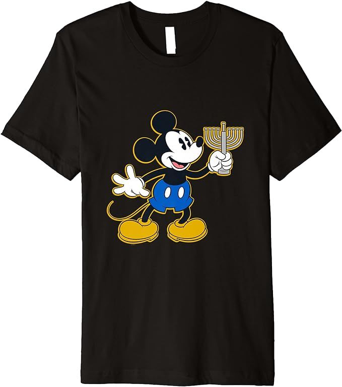 Disney Mickey Mouse Hanukkah Menorah Happy Holidays Premium T-Shirt | Amazon (US)