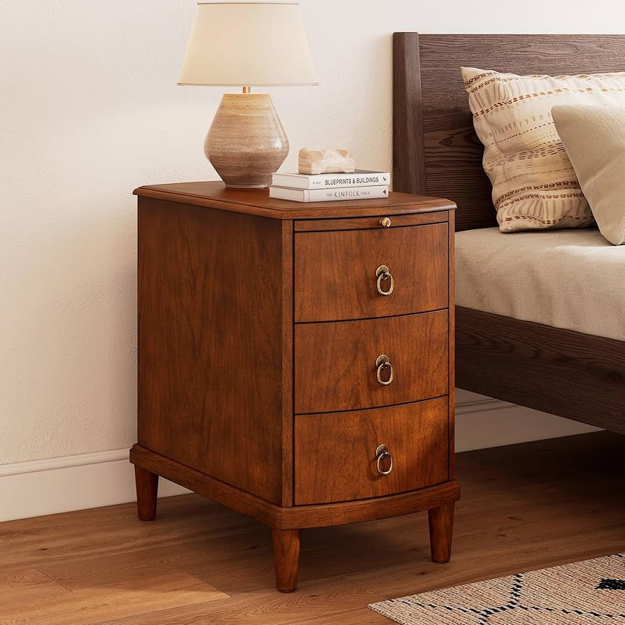 Solid Wood End Table with Drawers & Sliding Tray, Pre-Assembled     Fully Assembled Nightstand wi... | Amazon (US)