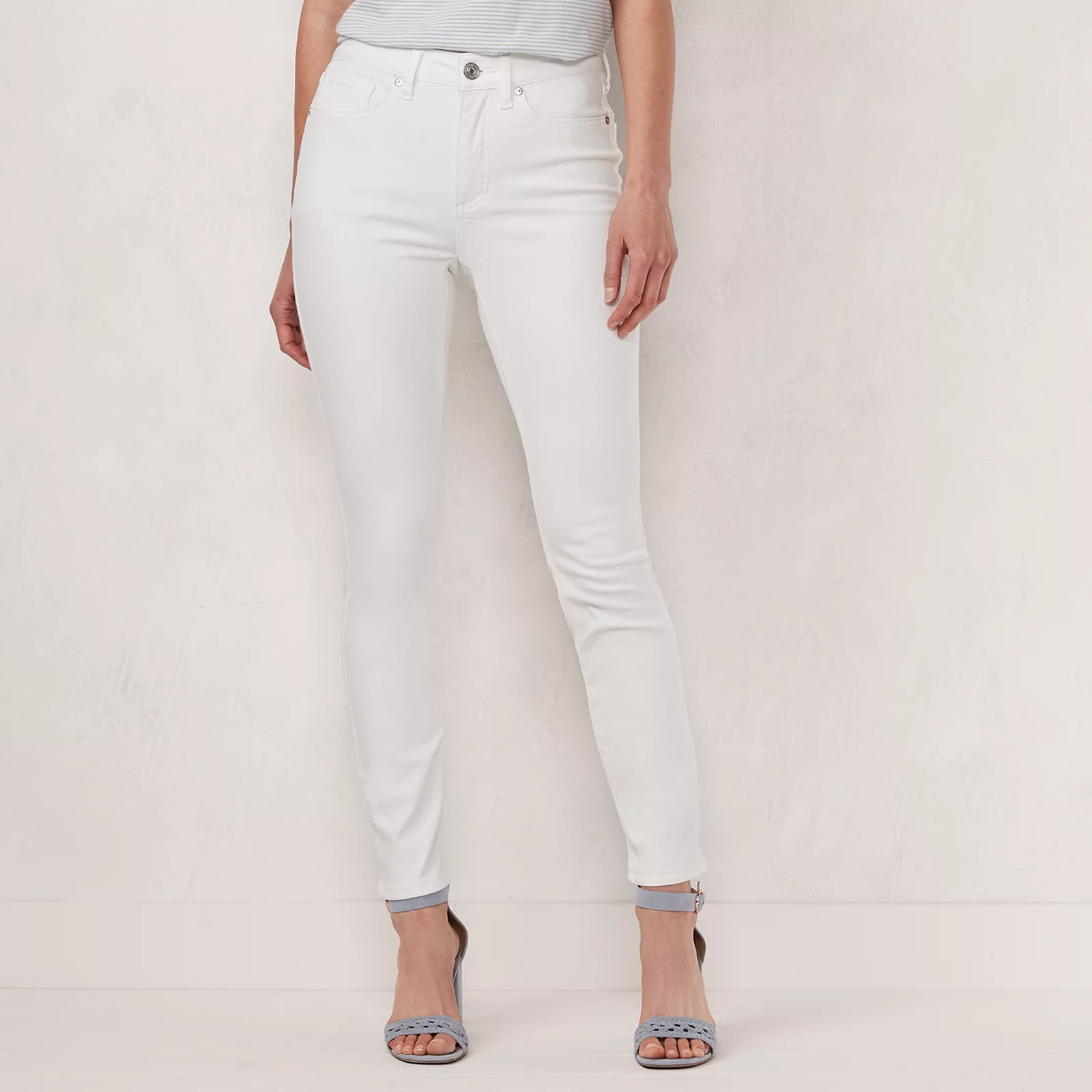 Women's LC Lauren Conrad High-Waisted Skinny Ankle Jeans, Size: 6, White | Kohl's