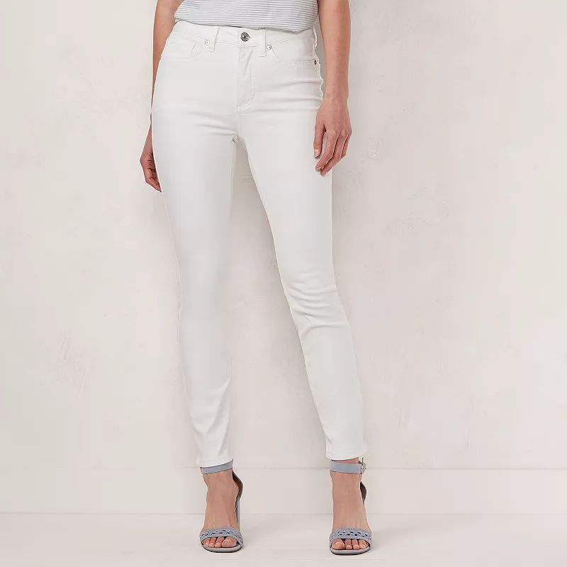 Women's LC Lauren Conrad High-Waisted Skinny Ankle Jeans, Size: 6, White | Kohl's