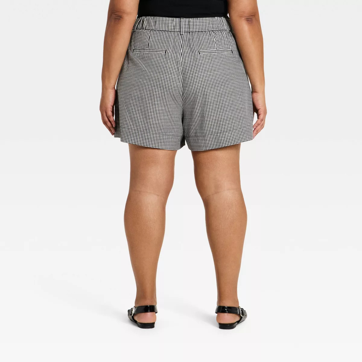 Women's Linen Pleated Shorts - A New Day™ Black Gingham 18 | Target
