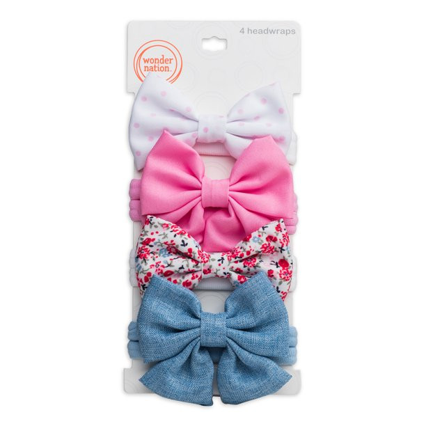 Wonder Nation Baby Girls' Printed Bow Headwrap | Walmart (US)