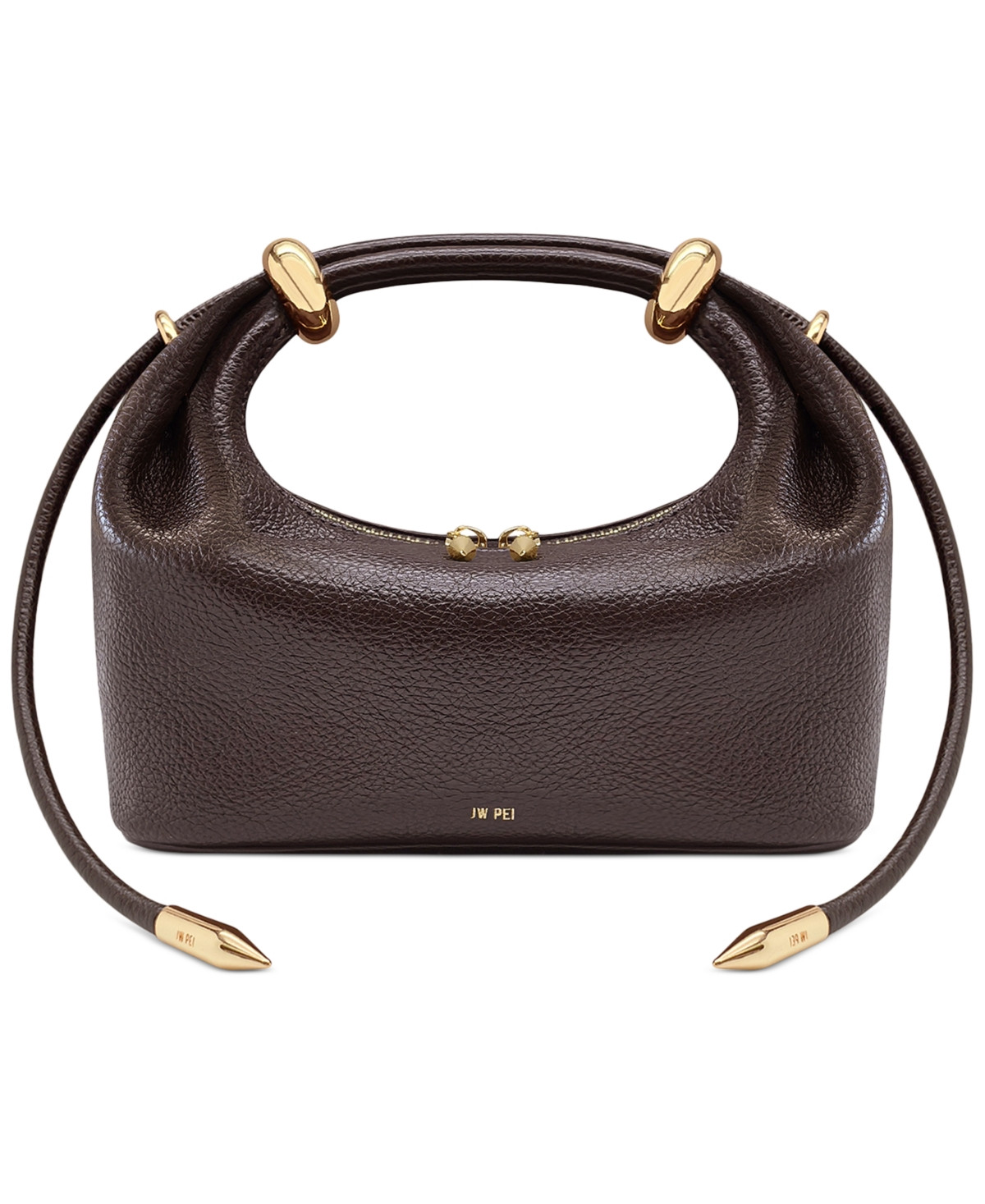 Jw Pei Ellie Metal Ring Embellished Top Handle Mini Satchel Handbag - Dark Brown | Macy's