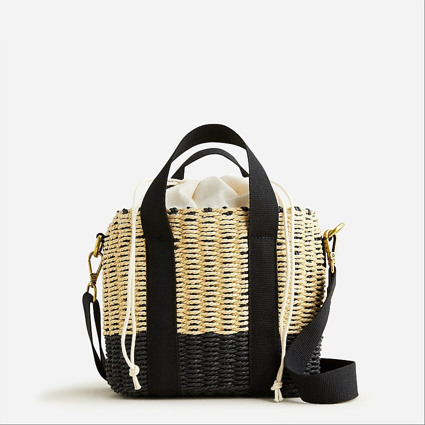 Small Montauk tote in straw with crossbody strap | J. Crew US