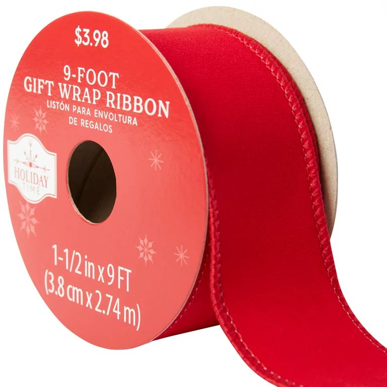 Elegant Velvet Red Christmas Ribbon, by Holiday Time | Walmart (US)