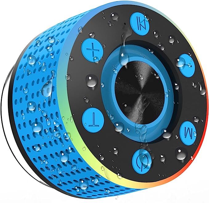 Lrecat Shower Speaker, IP7 Waterproof Bluetooth Speaker Portable, Suction Cup, LED Lights, Dual P... | Amazon (US)