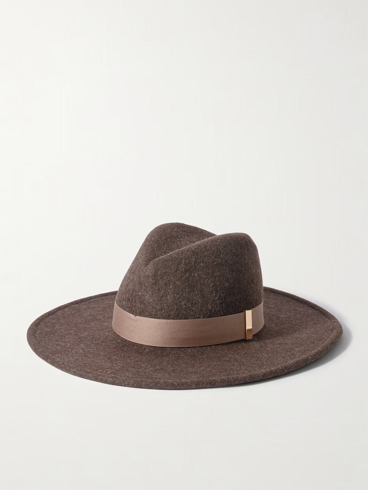 Gigi Burris - Jeanne Embellished Satin-trimmed Wool And Cotton-blend Felt Fedora - Brown | NET-A-PORTER (US)