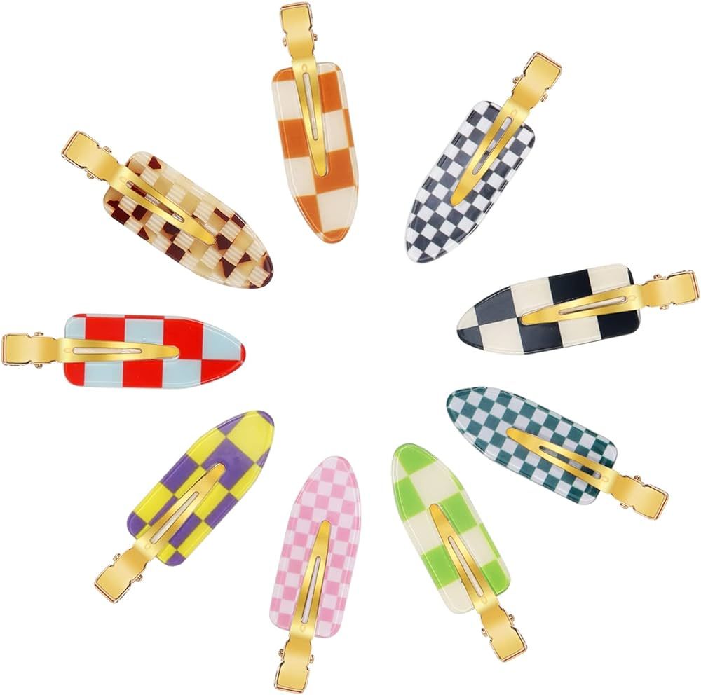 9PCS No Bend Hair Clips, Checkerboard No Crease Curl Pins, Acrylic Resin Flat Styling, Colorful B... | Amazon (CA)