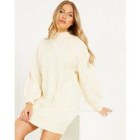 QUIZ Cream Cable Knit Jumper Dress New Look | New Look (UK)