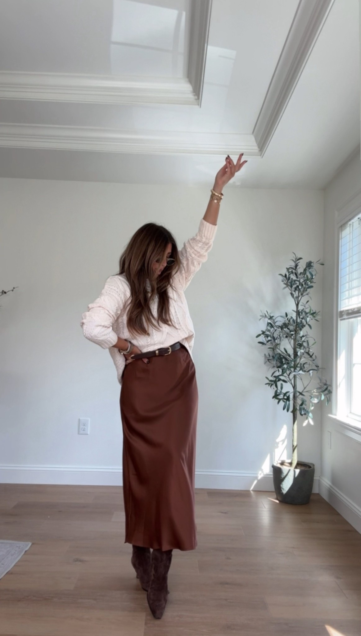 Silk slip skirt outfit for fall. Love this! Meds. 

@amazon #ad

#LTKStyleTip #LTKSeasonal #LTKSaleAlert