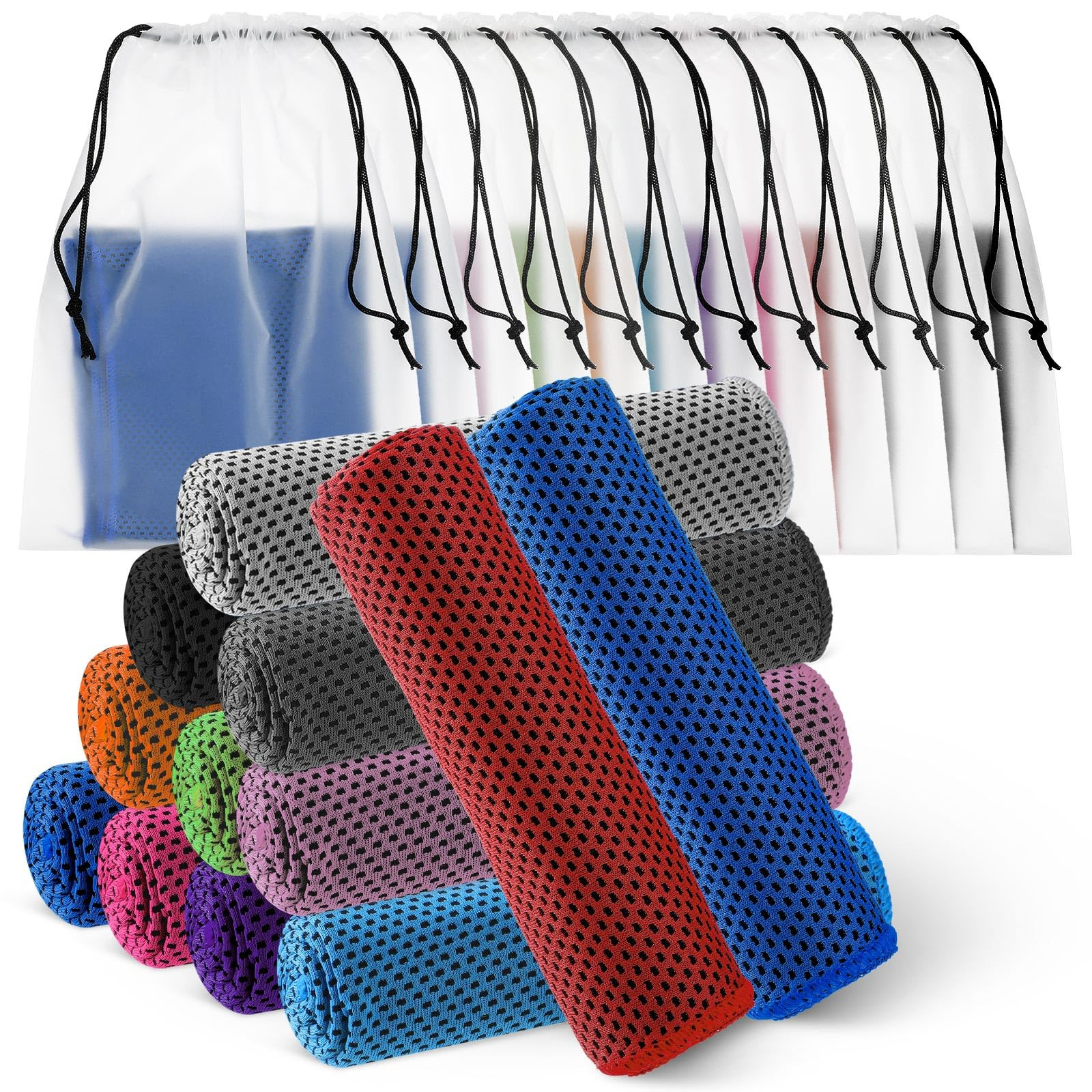 Hosuly 12 Pcs Cooling Towels for Face and Neck 12 x 40 Inch Workout Towels for Gym Fast Drying Ho... | Amazon (US)