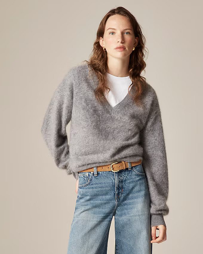 Brushed cashmere V-neck sweater | J. Crew US