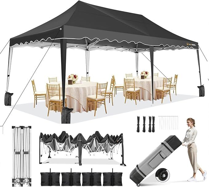 HOTEEL 10x20 Pop Up Canopy Tent, Outdoor Easy Up Canopy Party Tent, Waterproof Portable Enclosed ... | Amazon (US)