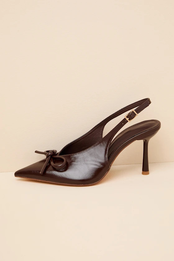 Avina Brown Pointed-Toe Slingback Pumps | Lulus