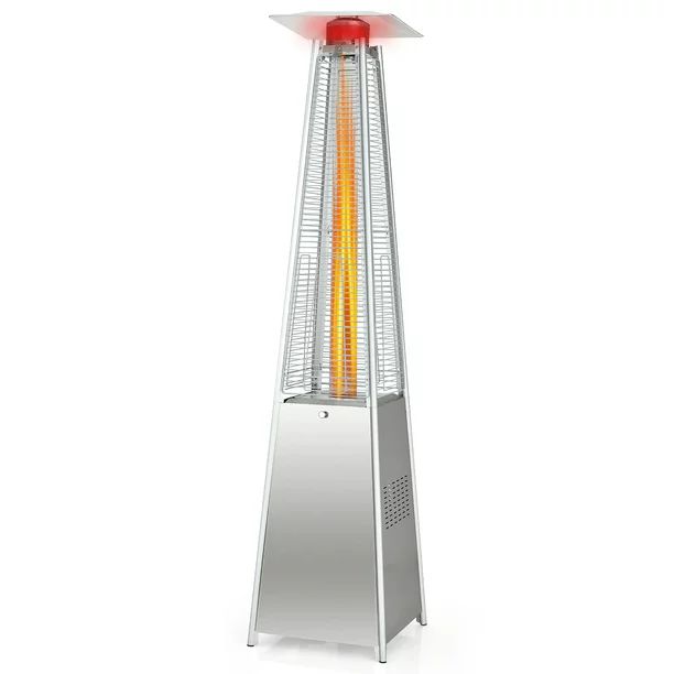 Costway 90'' Tall Pyramid Patio Heater Quartz Glass Tube Flame Heating 42000 BTU W/ Wheel | Walmart (US)