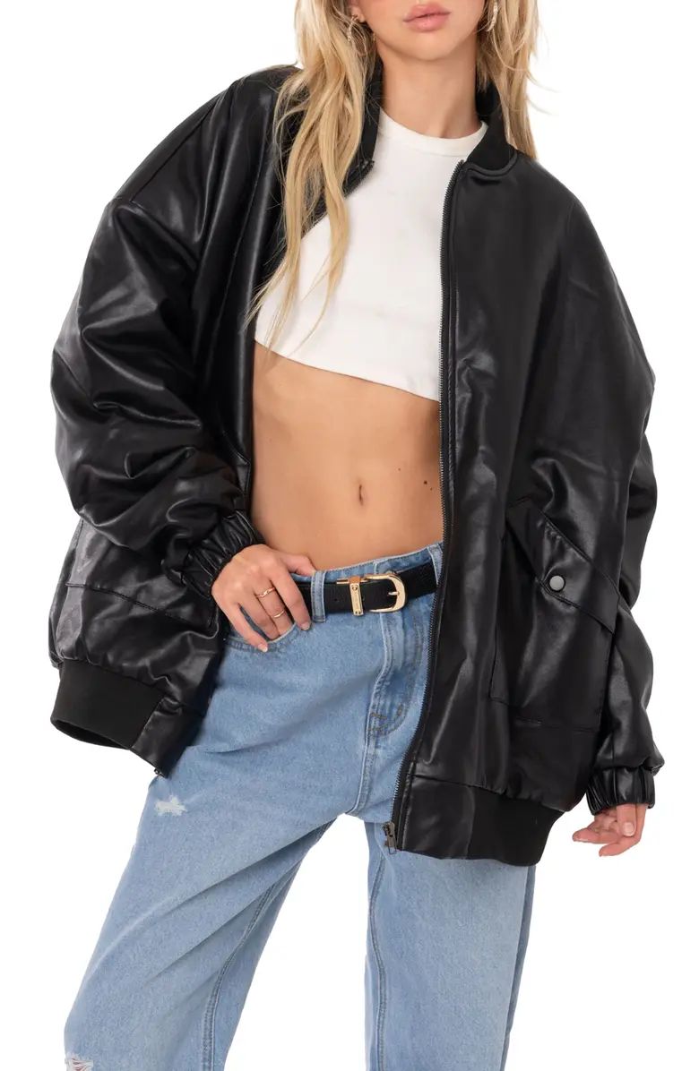 EDIKTED Oversize Faux Leather Bomber Jacket | Nordstrom | Nordstrom