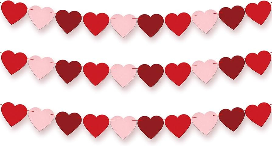 KatchOn, Felt Valentines Day Garland - 8.2 Feet, No DIY | Red, Pink Heart Garland, Valentines Day... | Amazon (US)