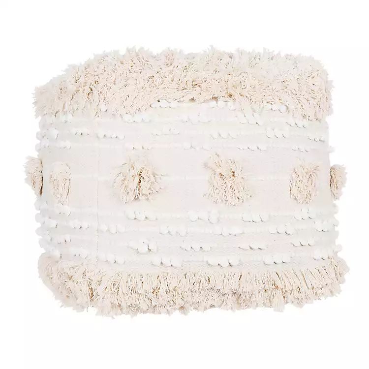 Ivory Shaggy Pouf | Kirkland's Home