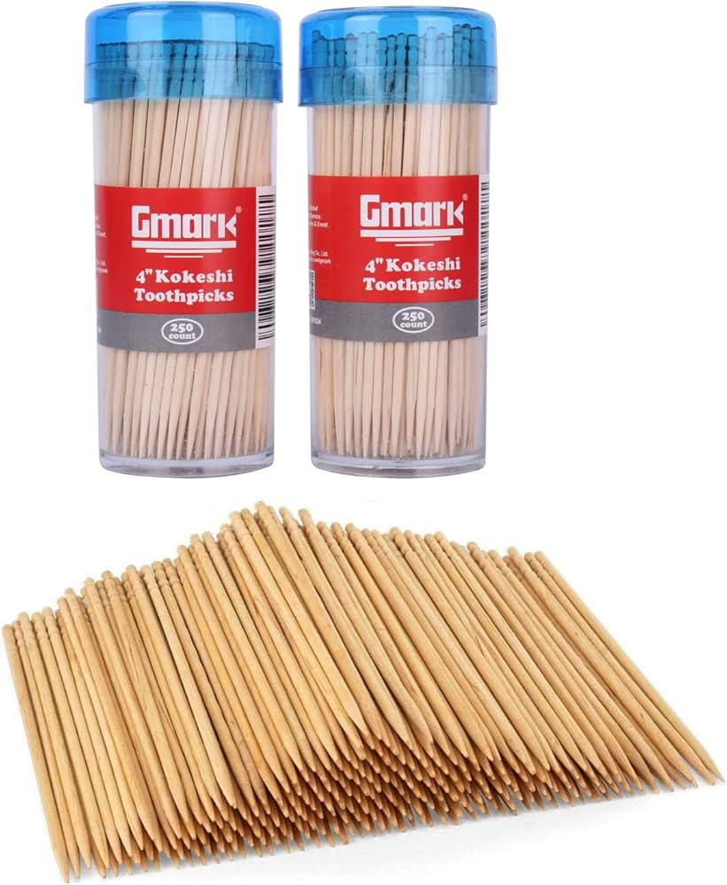 Gmark Premium 4" Kokeshi Toothpicks Skewers 500ct (2 Packs of 250) Extra long toothpicks for appe... | Amazon (US)