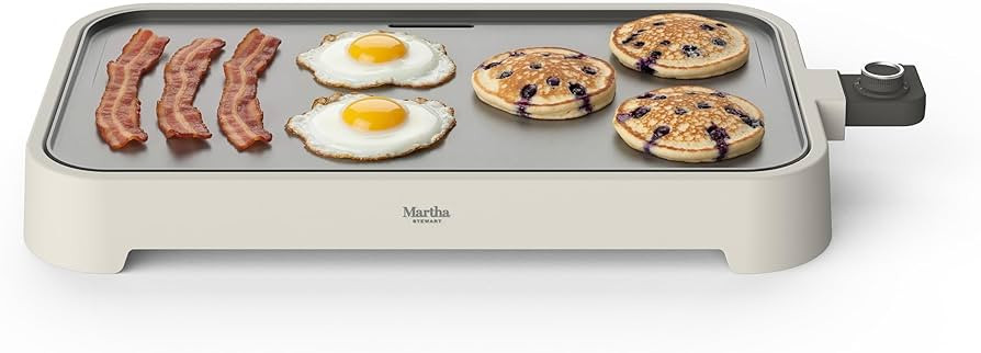 Martha Stewart 12” x 22” Electric Griddle, XL Ceramic Nonstick Flat Top Cooking Surface, Ad... | Amazon (US)