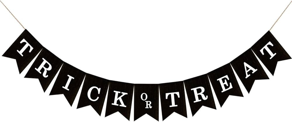 Trick or Treat Burlap Banner Halloween Party Decorations Halloween Black Jute Burlap Garland Mant... | Amazon (US)