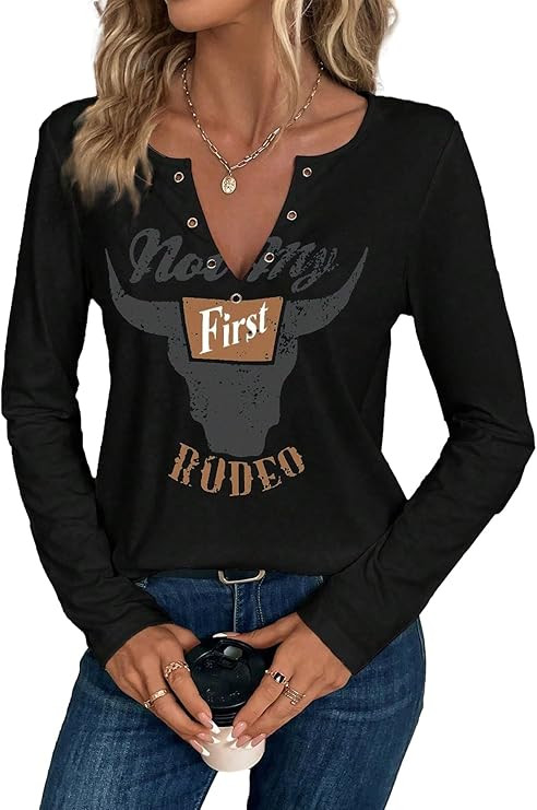SODSHY Women's Cowboy Shirt Country Concert Outfit Cute Western Graphic Tee Casual Notched Neck L... | Amazon (US)