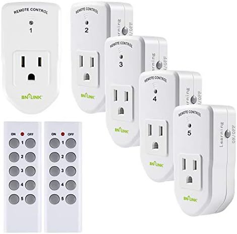 BN-LINK ES1513-5-2 Wireless Remote Control Outlet with Extra Long Range (5 Pack) | Amazon (US)