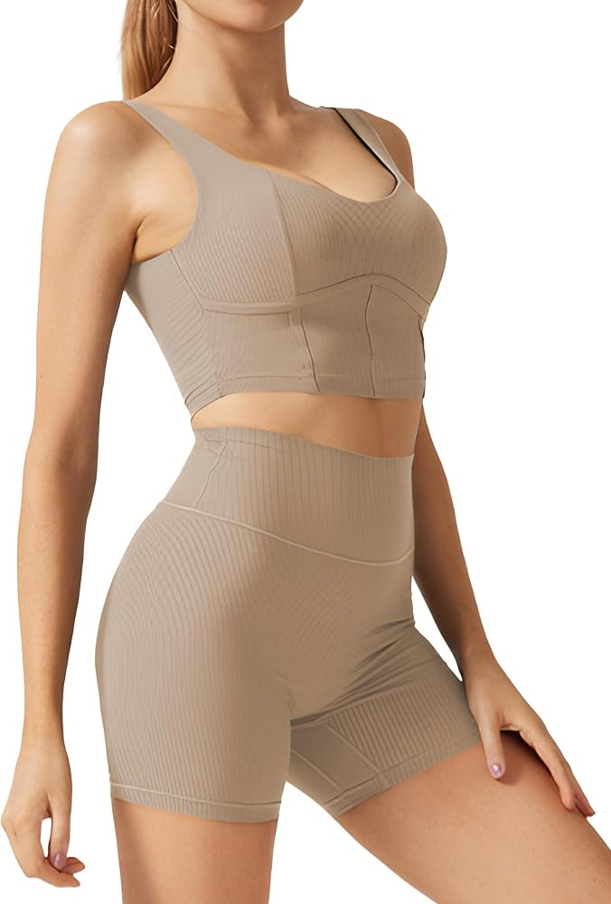BEGOING Workout Sets for Women 2 Piece Shorts Matching Set Workout Tank Top High Waist Yoga Leggi... | Amazon (US)