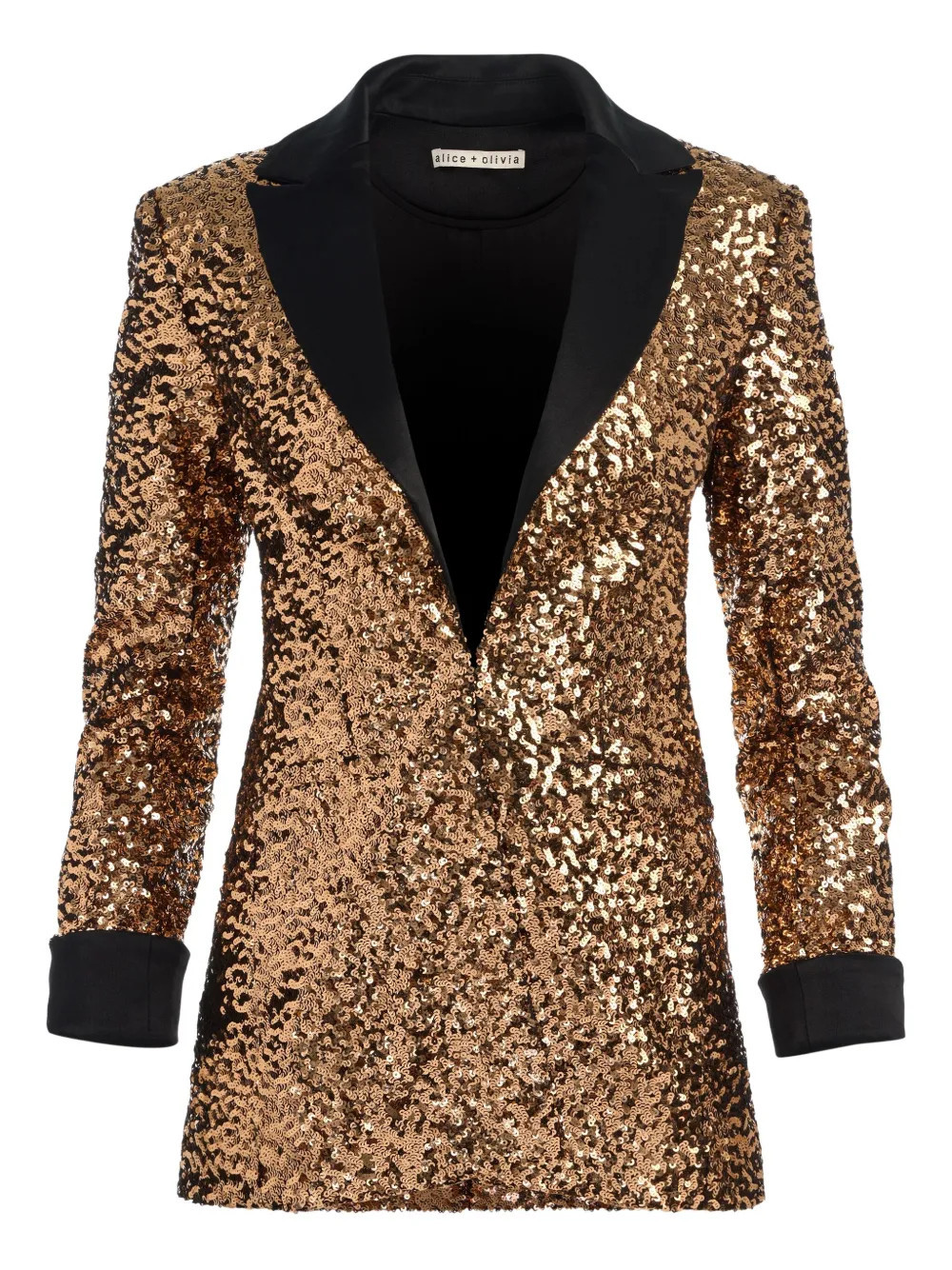 alice + olivia Justin sequin roll-cuff blazer - Gold | Farfetch Global