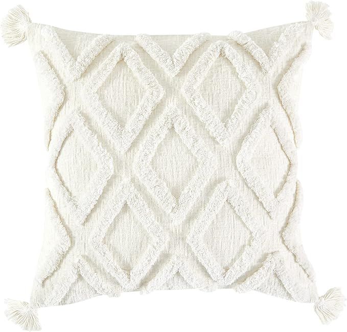 JC Moon Boho Throw Pillow Covers, 20x20 Decorative Pillow Cover Square Cushion Case Tasseled Moro... | Amazon (US)