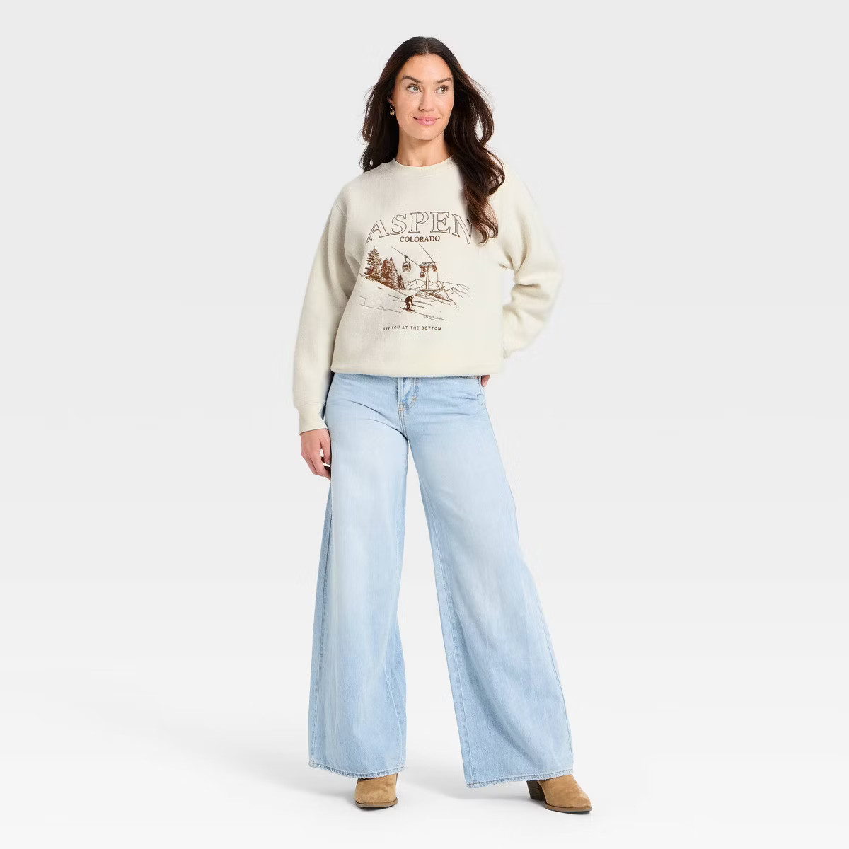 Women's Holiday Knit Embroidered Pullover Sweatshirt - Universal Thread™ Cream M | Target