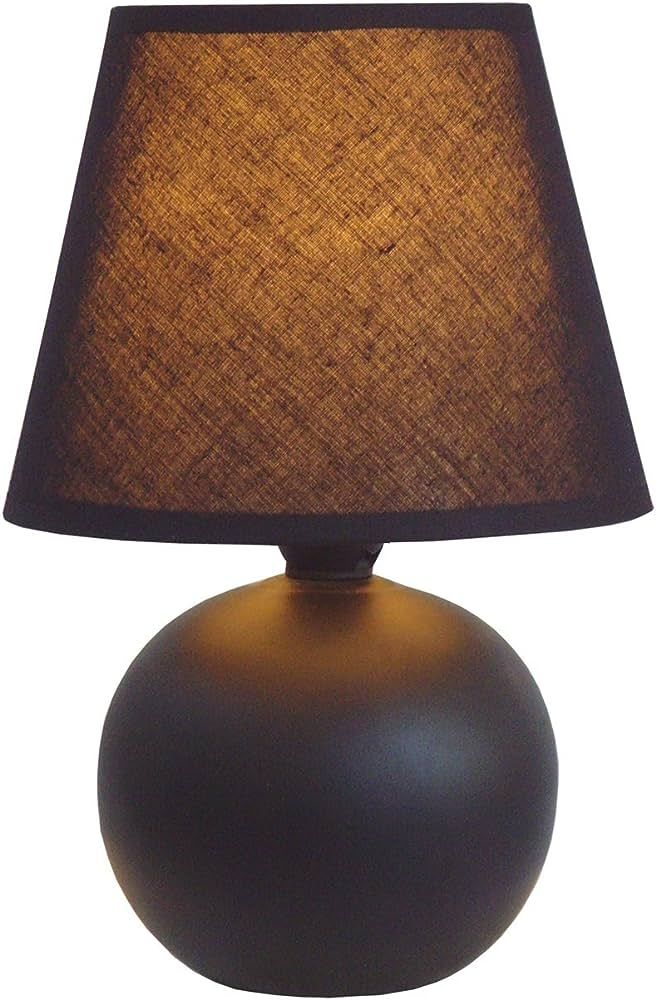 Simple Designs LT2008-BLK Mini Ceramic Globe Matching Fabric Shade Table Lamp, Black | Amazon (US)