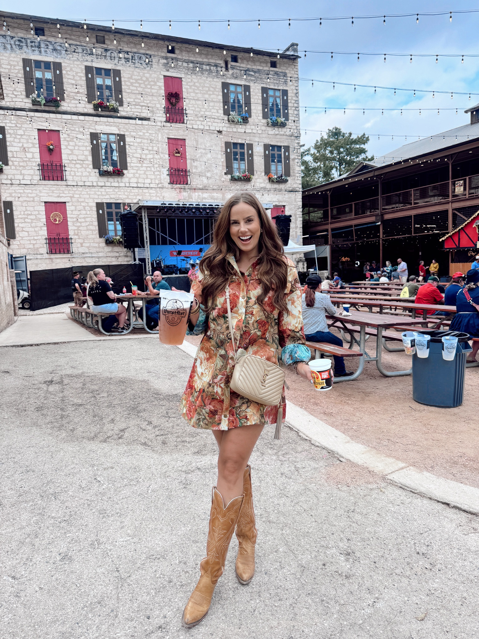 Fall outfit. Fall dress. Tapestry. Button down dress. Shirt dress. Fall festival. Wurstfest. Oktoberfest. Dress with boots. Cowboy boots  

#LTKStyleTip #LTKMidsize #LTKFindsUnder100