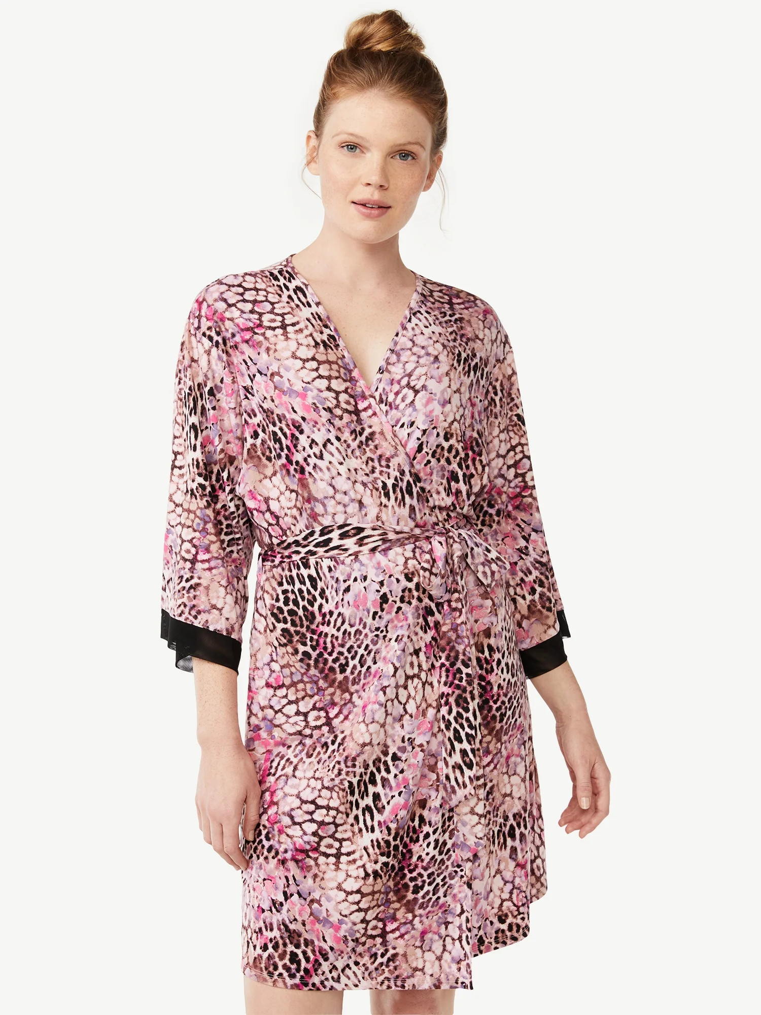 Joyspun Women’s Sleepwear Mesh Trim Knit Robe, Sizes S/M to 2X/3X | Walmart (US)