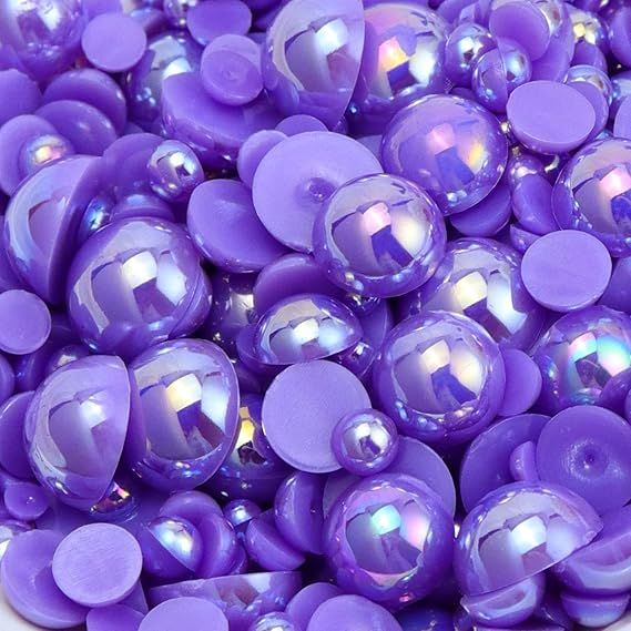 Dowarm 1000 Pieces Flatback Pearls, 4MM 6MM 8MM 10MM 12MM 14MM Violet Purple AB Half Pearls for C... | Amazon (US)