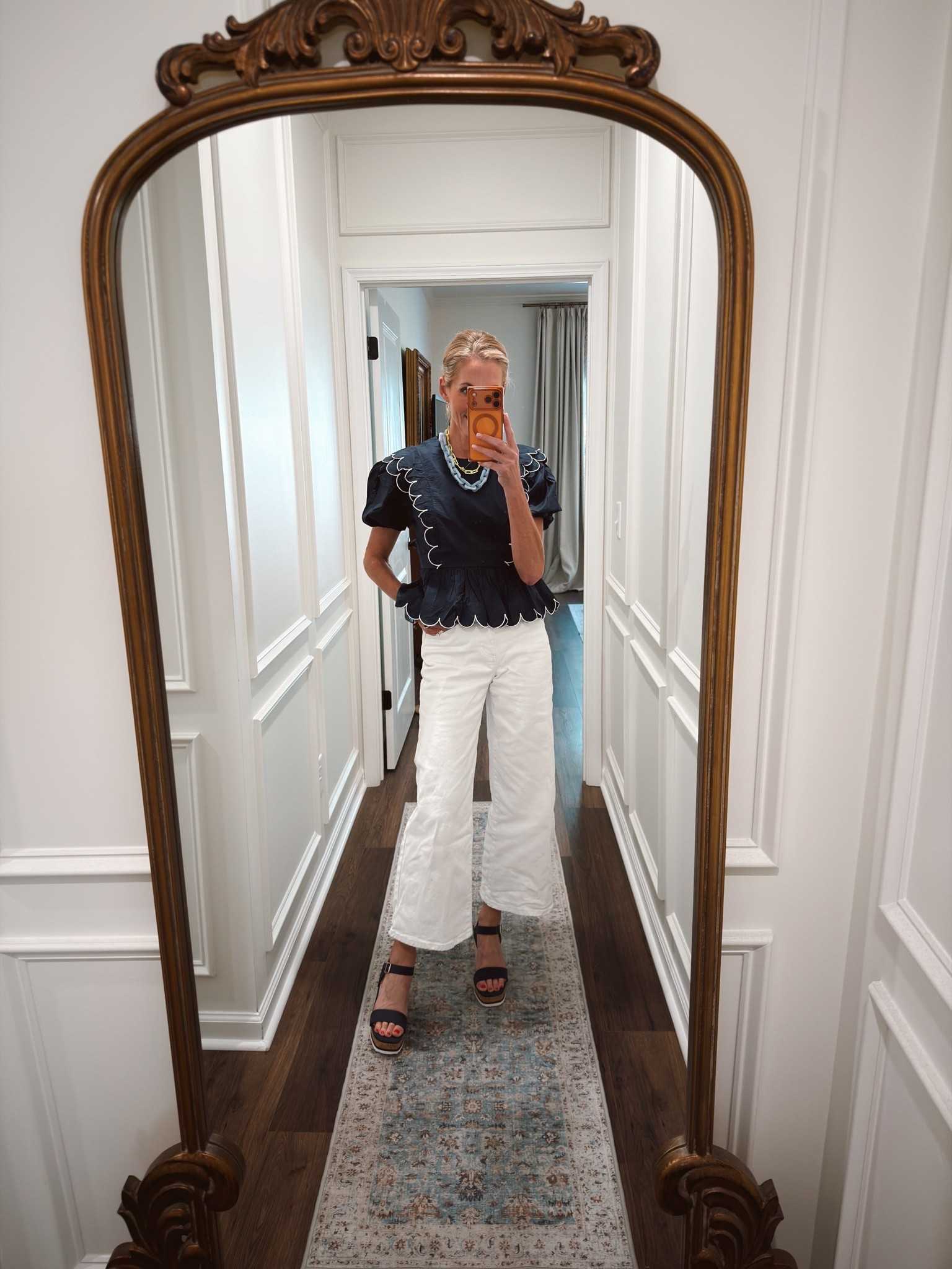 Finally getting to wear this @englishfactory top out to dinner for date night. Wearing