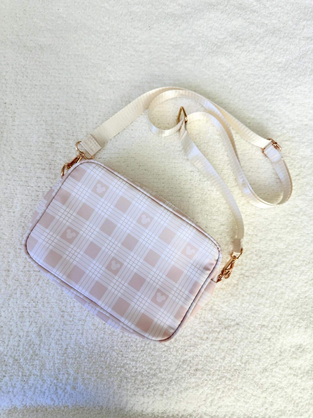 Neutral Checker Crossbody Bag - Neutral Crossbody Purse - Mouse Head Purse - Bum Bag Belt Bag Wom... | Etsy (US)