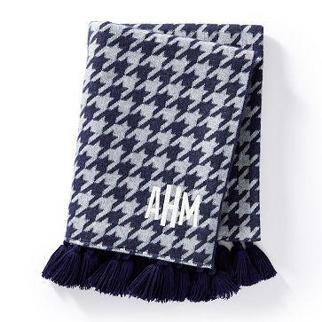 Italian Houndstooth Tassel Throw Blanket | Mark and Graham