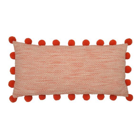 Oversized Lumbar Textured Dobby Pillow with Poms - Opalhouse™ | Target