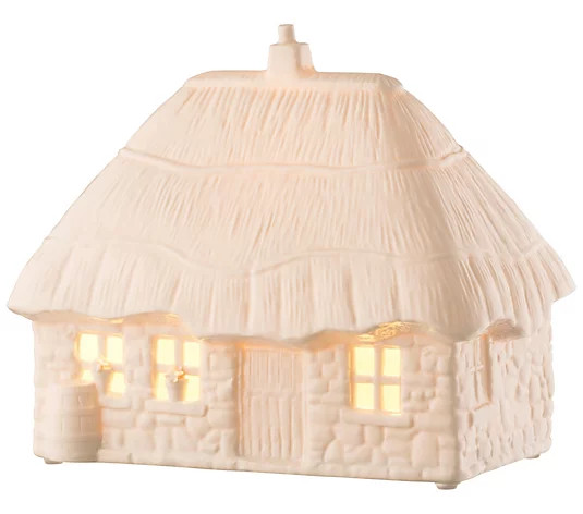 Belleek Pottery Thatched Cottage Luminaire - QVC.com | QVC