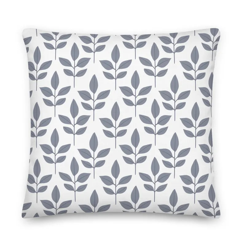 White Throw Pillow With Navy Blue Floral Pillow Cover Farmhouse Decor Unique Housewarming Gift Id... | Etsy (US)