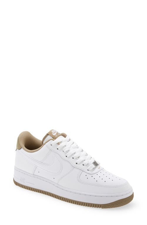 Nike Air Force 1 07 Sneaker in White/White/Khaki at Nordstrom, Size 14 | Nordstrom