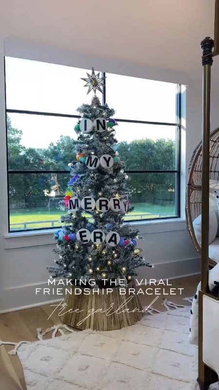 Where are my Swifties?! My daughter and I made the viral friendship bracelet garland for her Christmas tree and it was so much fun! 
Linking everything we used! 

Christmas / Christmas tree / Christmas decor / Taylor swift / eras tour / bedroom / canopy bed / neutral rug 

#LTKhome #LTKstyletip #LTKHoliday