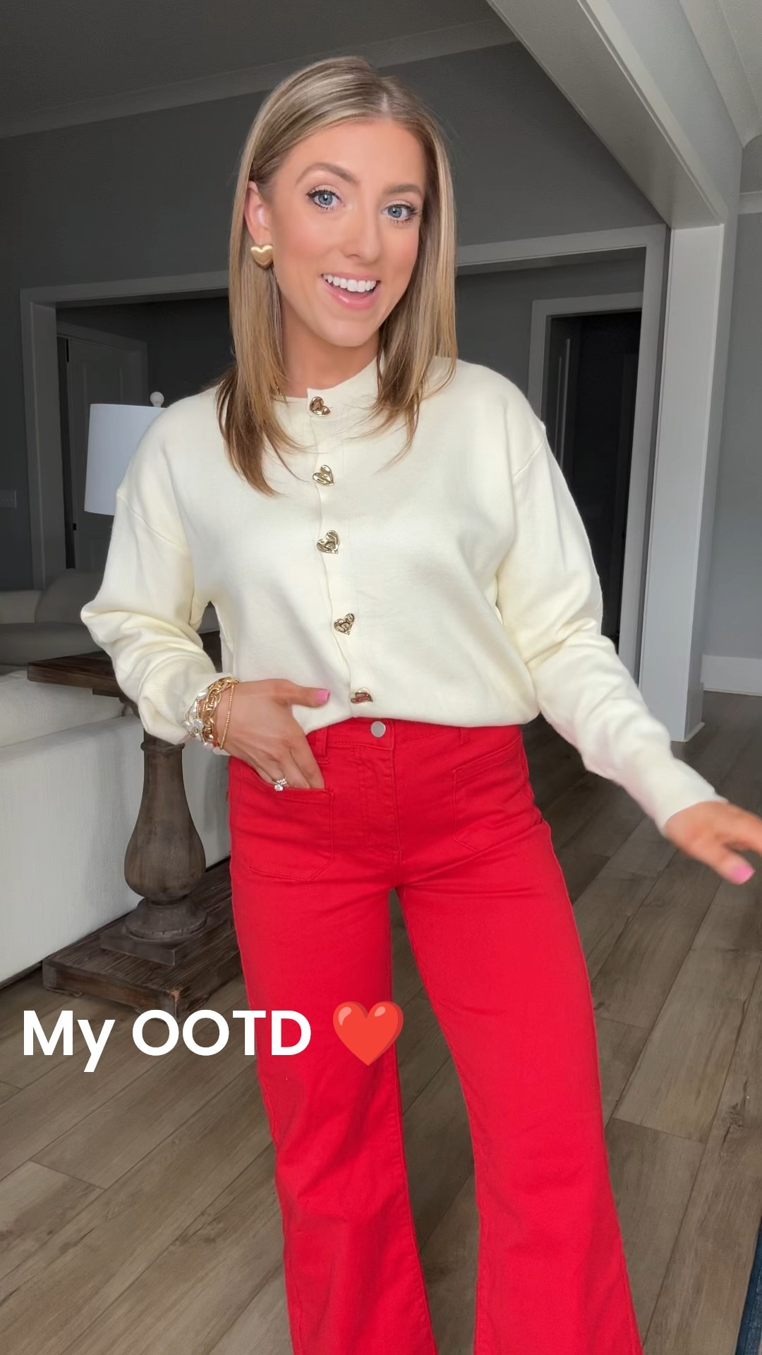 Today’s OOTD is giving all the cute + comfy vibes ❤️
This Amazon heart cardigan is the sweetest statement piece — the gold heart buttons add the perfect feminine touch, and it layers so easily for everyday wear. Paired it with my favorite red jeans for a bold pop of color and finished the look with the cutest bow sneakers for a fun, girly twist.

If you love affordable fashion that looks way more expensive, this outfit is for you — cozy, trendy, and totally mom-life approved for errands, coffee runs, or casual date days.

✨ Outfit details:
• Amazon heart button cardigan
• Red straight-leg jeans
• Bow detail sneakers

All linked in LTK for easy shopping 🤍

#ootd #amazonfashion #amazonfinds #affordablefashion #everydayoutfit #heartcardigan #redjeans #bowsneakers #womensfashion #casualstyle #momstyle #trendyoutfits #budgetstyle #ltkfinds #shopthelook #styledinamazon