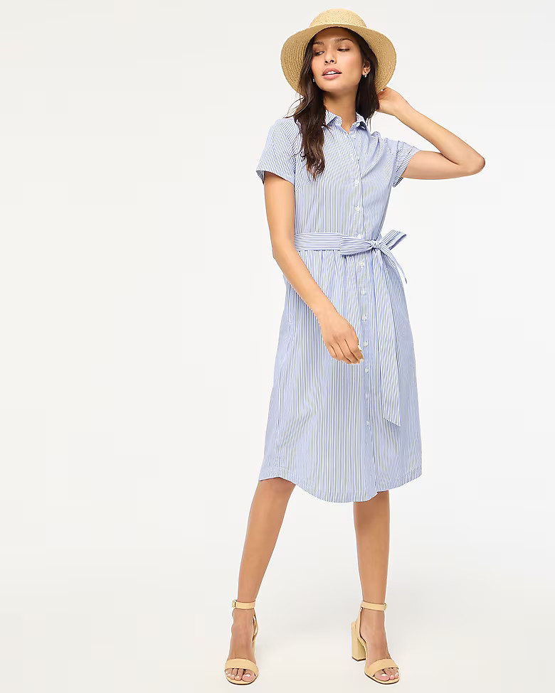 Striped short-sleeve midi shirtdress | J.Crew Factory