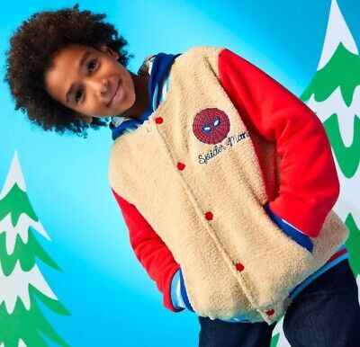Disney Marvel Spider-Man Hooded Sherpa Varsity Jacket Kids Spider-Verse Nwt 3t | eBay US