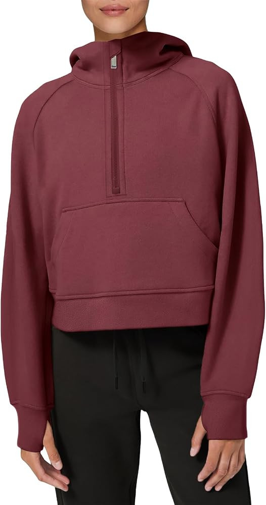 LASLULU Womens Hoodies Fleece Lined Collar Pullover 1/2 Zipper Sweatshirts Long Sleeve Crop Tops ... | Amazon (US)