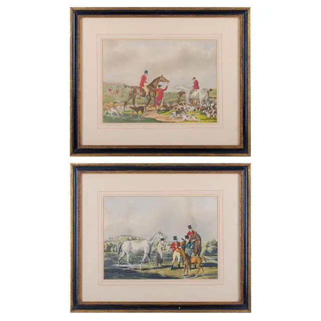 Antique English Hunt Scene Prints - a Pair | Chairish